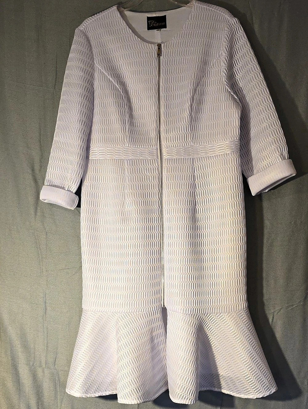 Diana White Textured Midi Dress Size 16 Like New